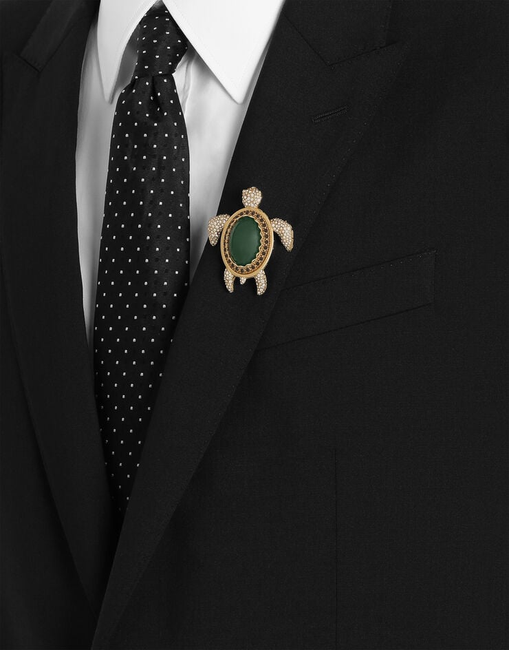 Dolce & Gabbana Turtle-shaped brooch with rhinestones Green WPR7A3W1111