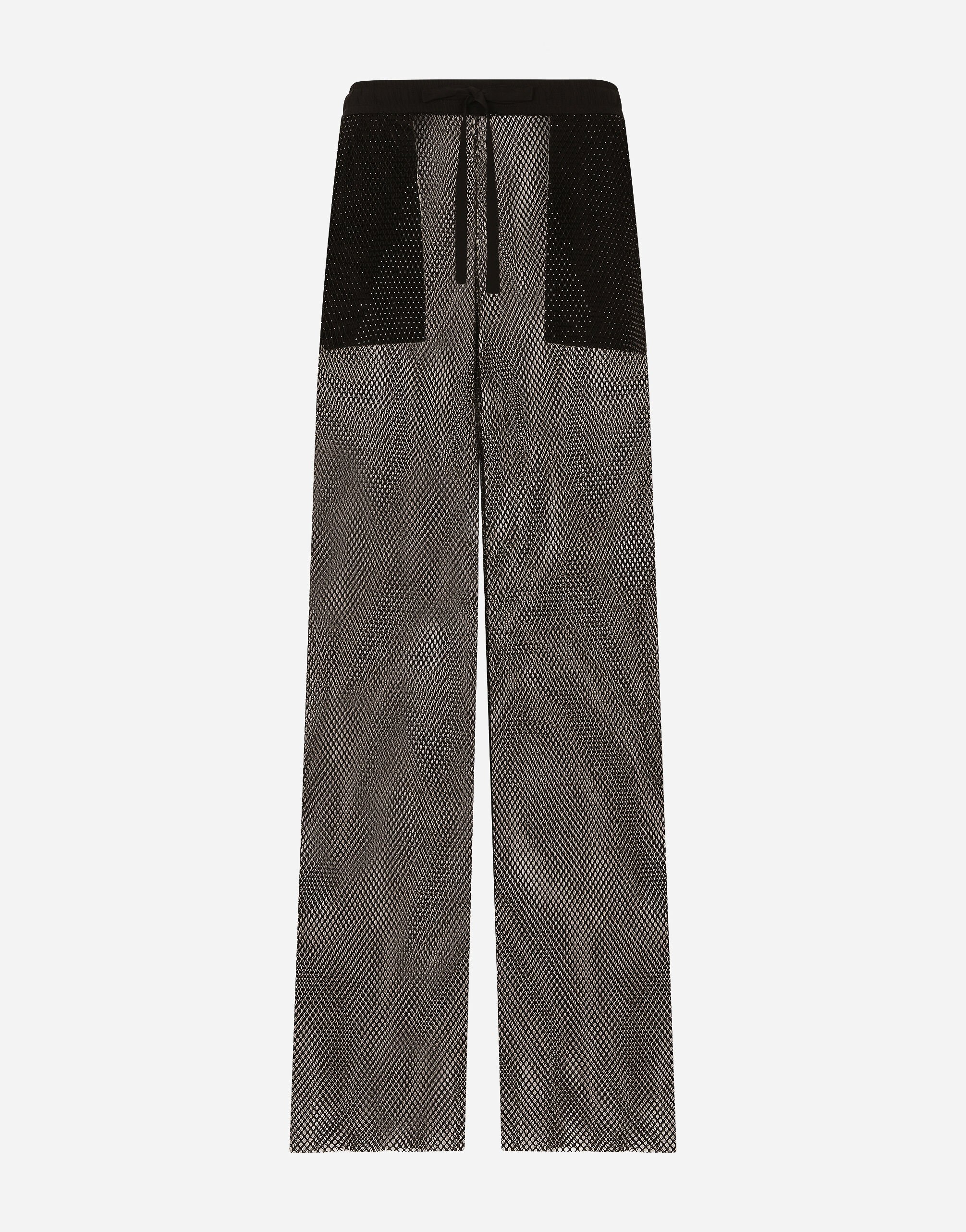 Dolce & Gabbana Wide-leg mesh pants with crystals Black GWZXMTFJBAJ