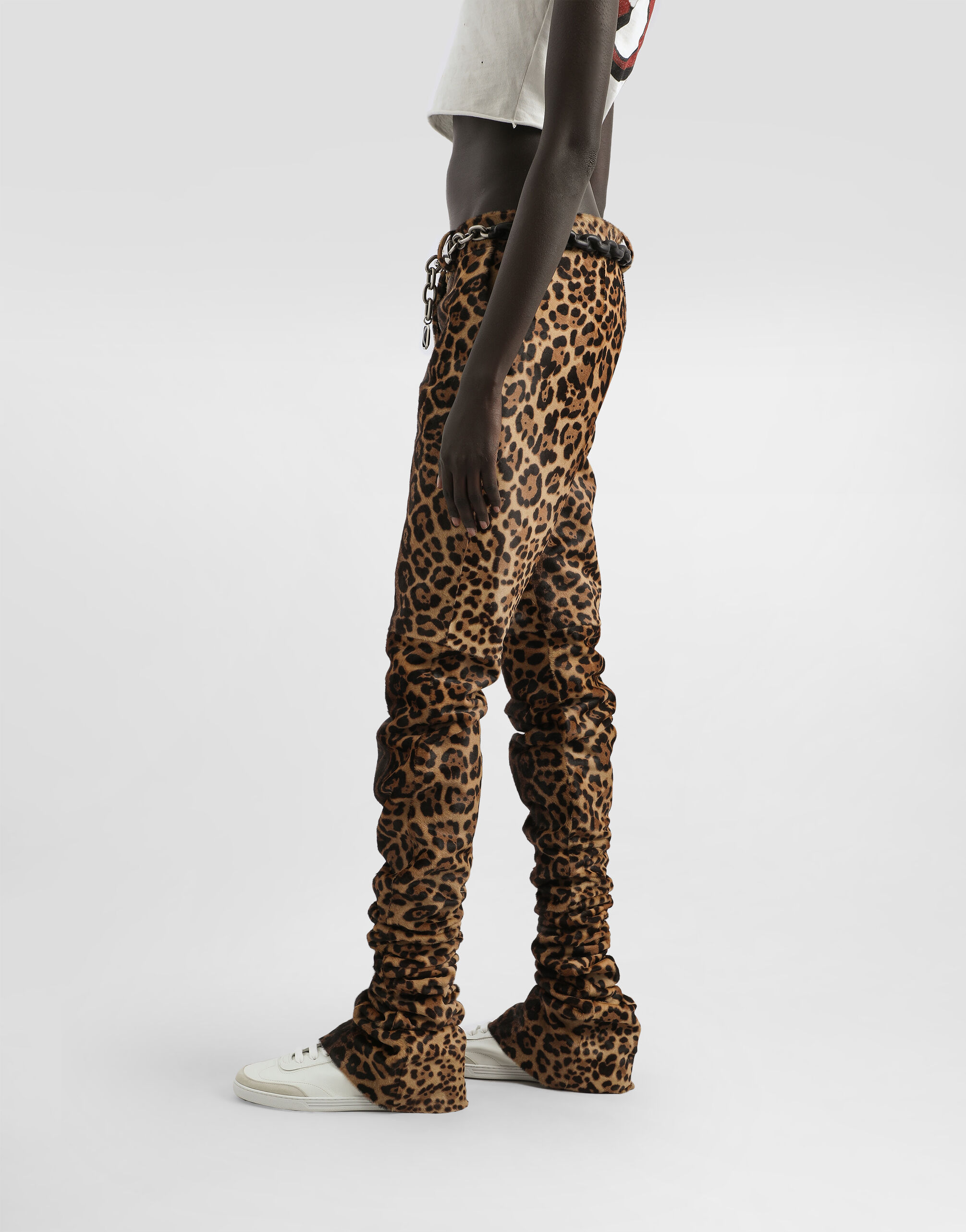 Leopard-print calf trousers in Multicolor for Women
