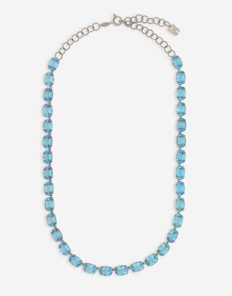 Dolce & Gabbana Anna necklace in white gold 18kt with light blue topazes Weiss WNQA5GWTOLB