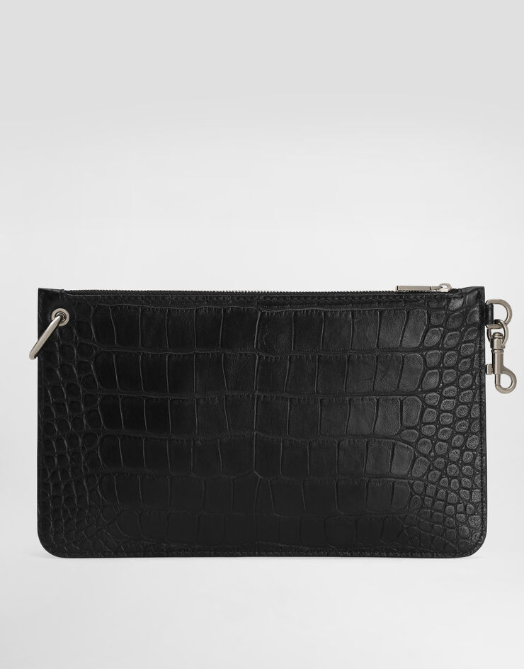 Dolce & Gabbana Crocodile-print calfskin toiletry bag Black BP3343AS422