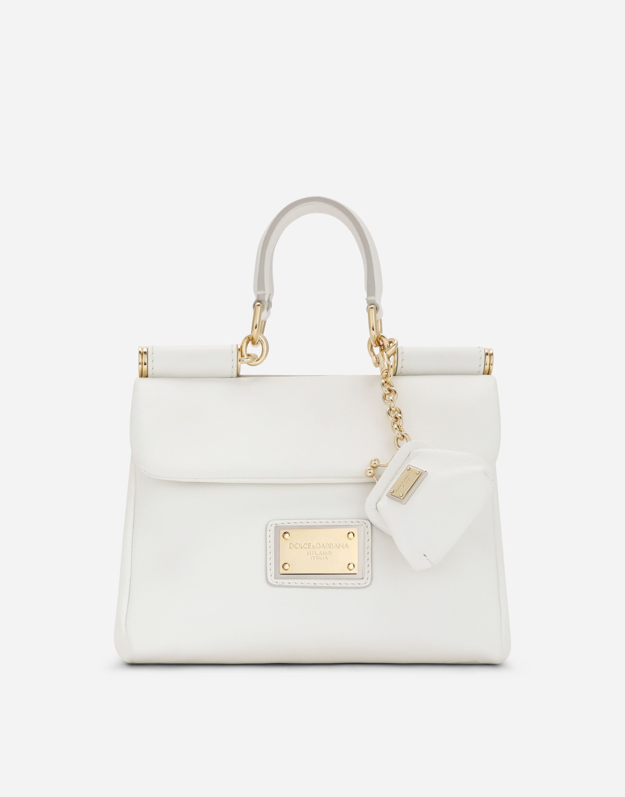 Dolce & Gabbana Small calfskin Sicily soft bag White BB7541AF984