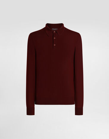 Dolce & Gabbana Fine-gauge wool polo shirt Purple GXZ25TJDVBV