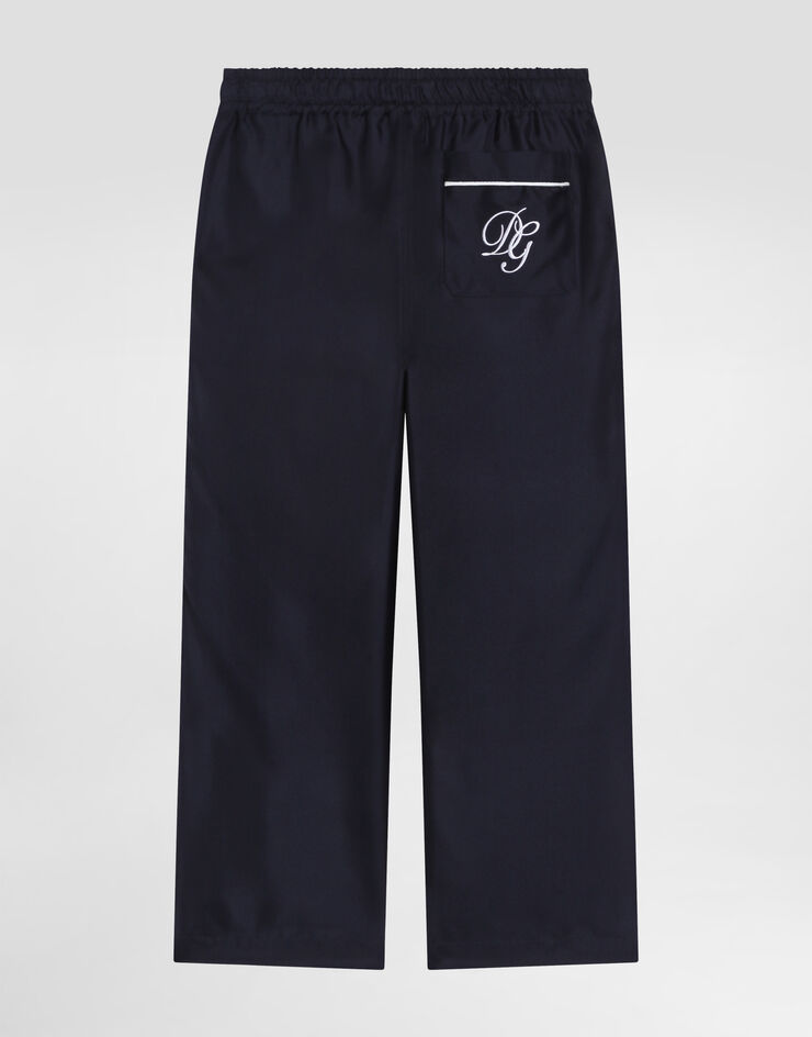 Dolce & Gabbana Twill trousers with DG embroidery Blue L43P44G7P2D