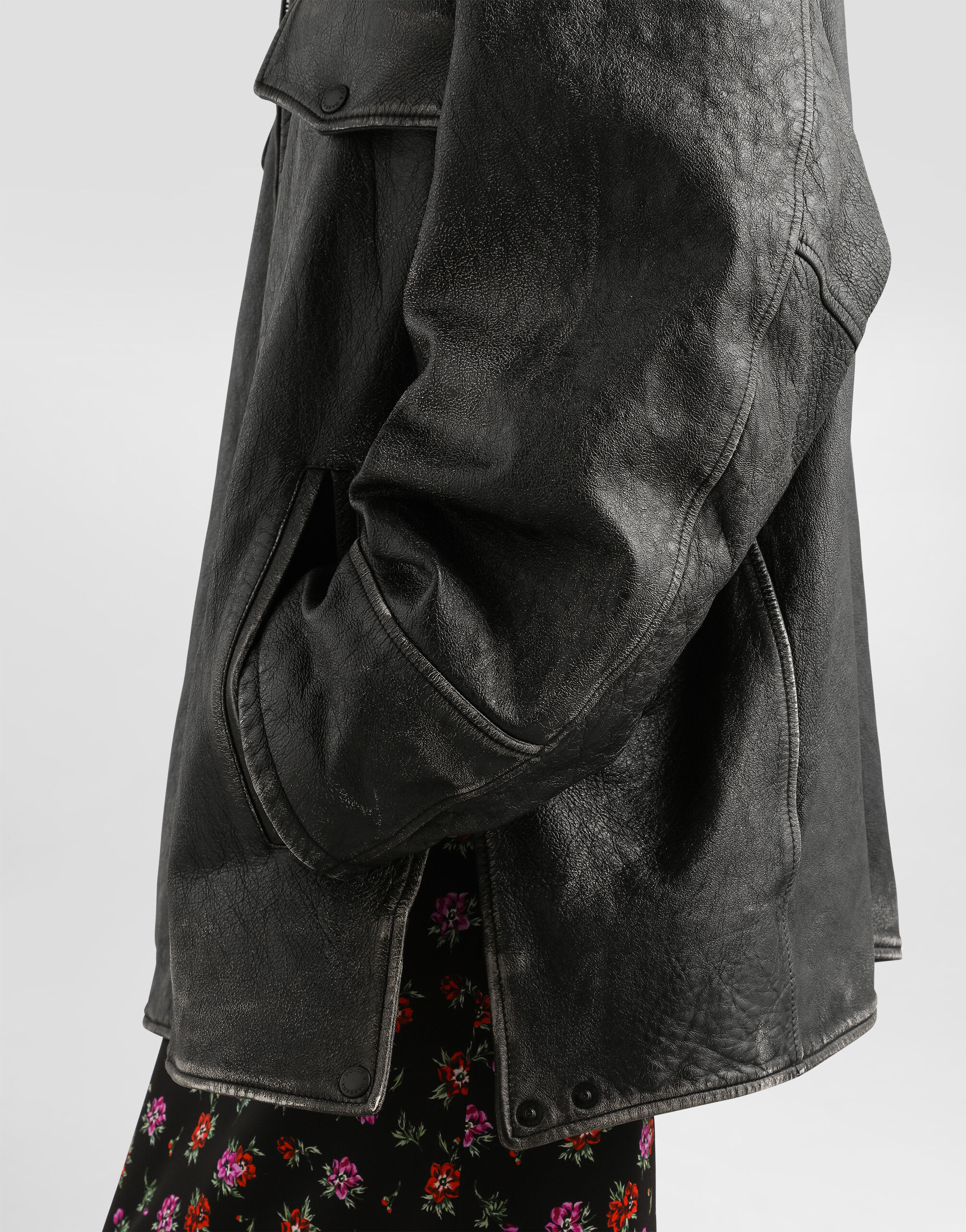Vintage-effect leather jacket in Black for Women | Dolce&Gabbana® US