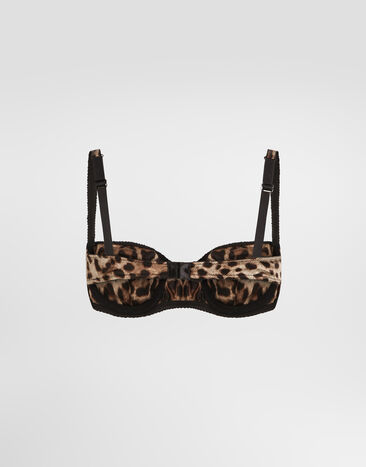 Dolce & Gabbana Leopard-print satin balconette bra with lace detailing Multicolor O1A14TFSAXY