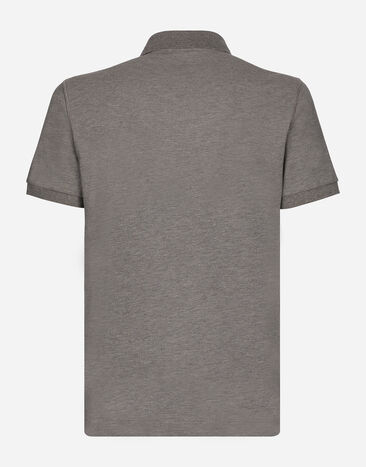 Dolce & Gabbana Polo en piqué de algodón con placa con logotipo Gris G8PL4TG7F2H