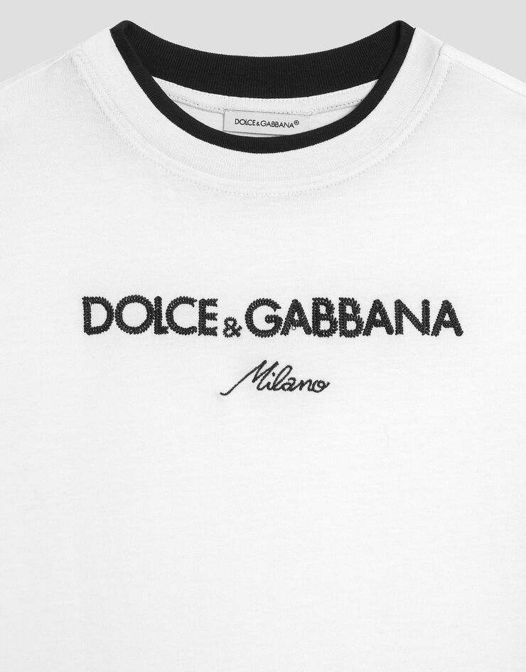 Dolce & Gabbana Jersey t-shirt with Dolce&Gabbana embroidery White L4JTIYG7PEJ