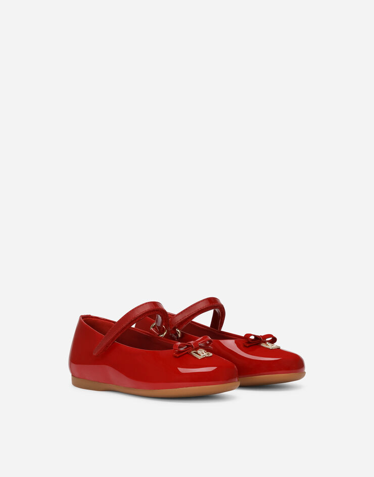 Dolce & Gabbana Patent leather ballet flats with metal DG logo Red D20081A1328