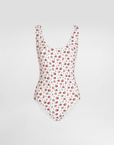 Dolce & Gabbana Small rose-print one-piece swimsuit Multicolor O9A46JON0D1