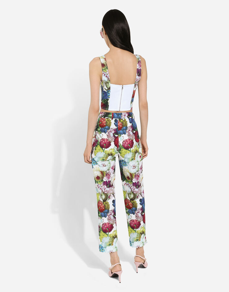 Dolce & Gabbana سروال قطني بطبعة زهور ليلية يضعط FTC3FTHS5Q2