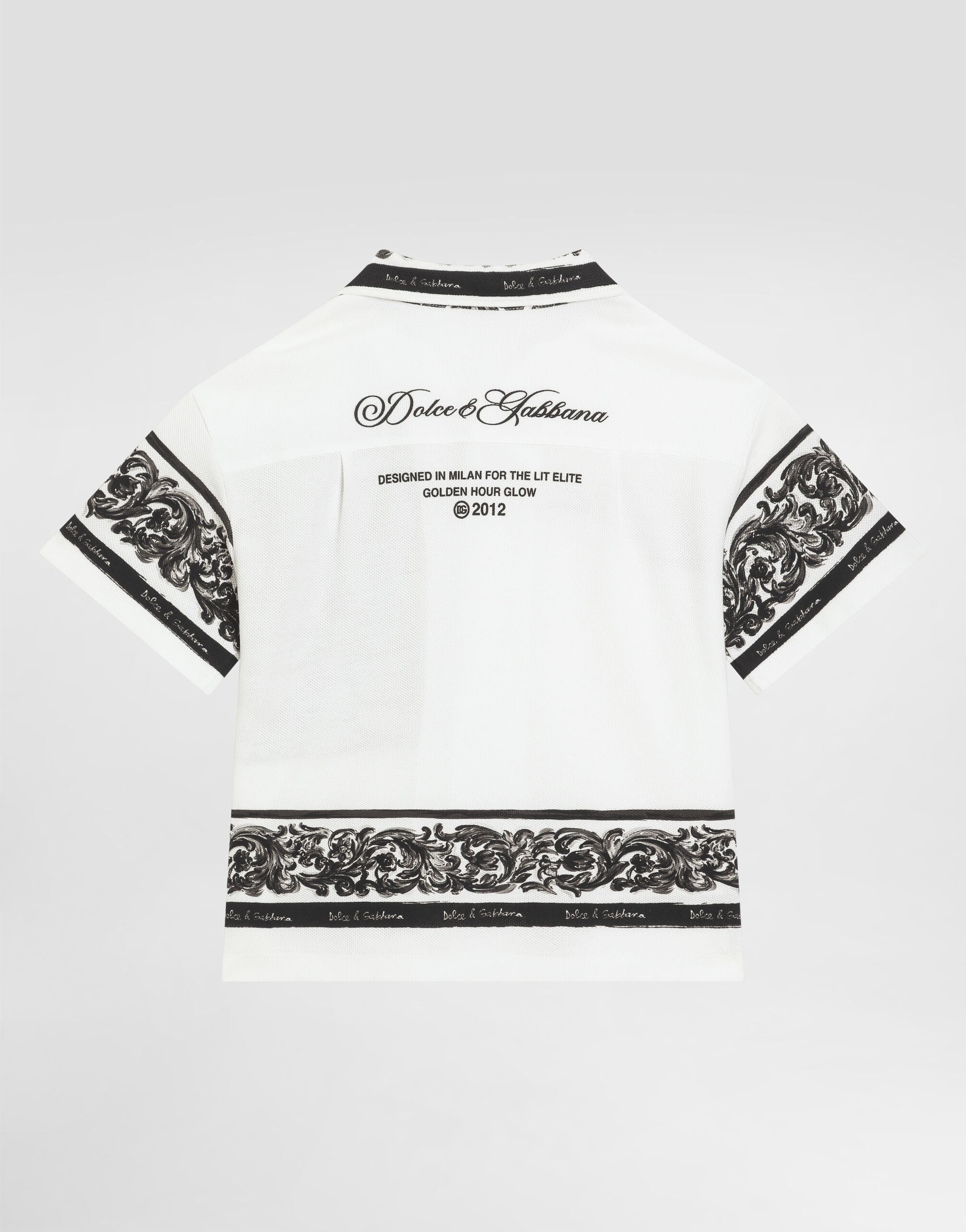 Majolica-print double piqué shirt in Multicolor for Boys