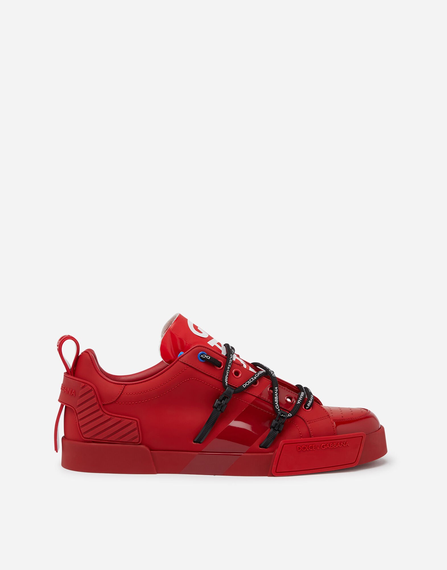 Dolce&Gabbana Portofino sneakers in calfskin and patent leather Red G5IF1THI1KW