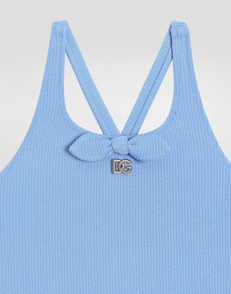 Dolce & Gabbana DG 로고 & 보 디테일 수영복 Blue L5J855ON03Z