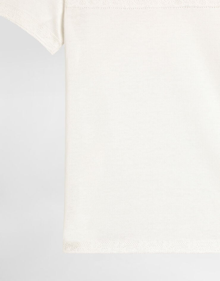 Dolce & Gabbana Jersey t-shirt with metallic DG logo with rhinestones White L5JTQMG7PYG