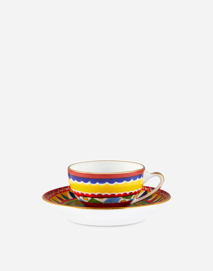 Dolce & Gabbana Tasse à Café avec Soucoupe en Porcelaine Multicolore TC0100TCA22