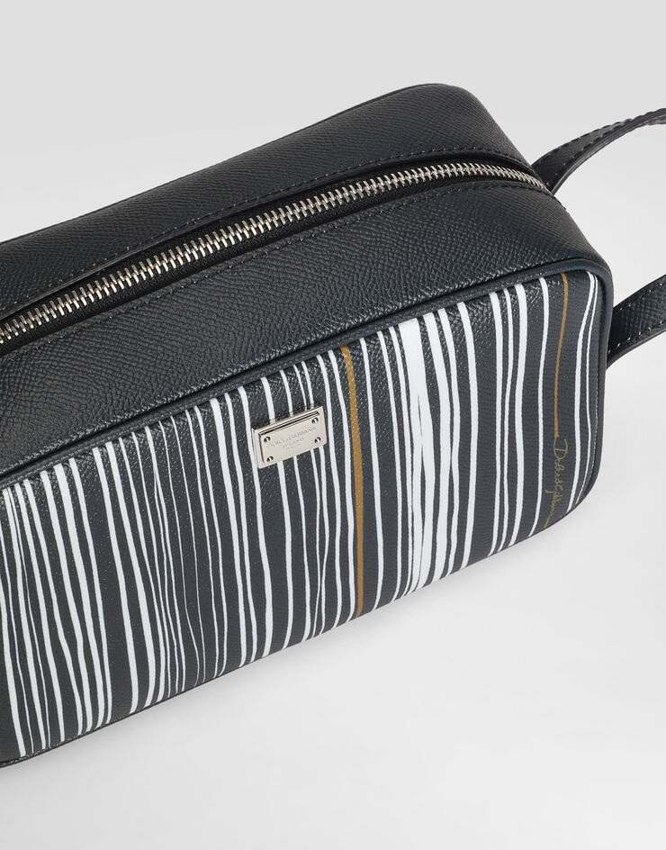 Dolce & Gabbana Stripe-print toiletry bag in calfskin Multicolor BT3310A0843