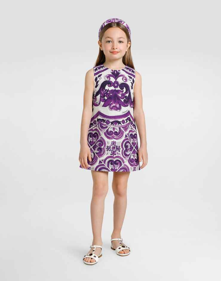 Dolce & Gabbana Majolica-print sleeveless mat dress Multicolor L54DH1FPFSO