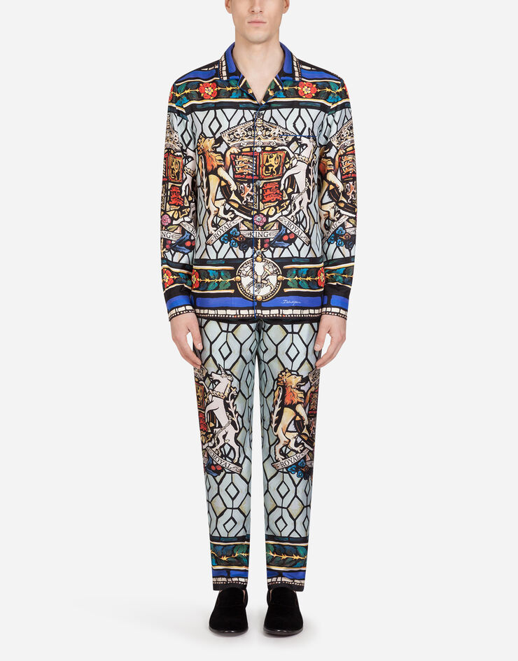 Dolce & Gabbana PYJAMA SHIRT WITH ROYAL KING PRINT MULTICOLORED G5EM2TFI1K1