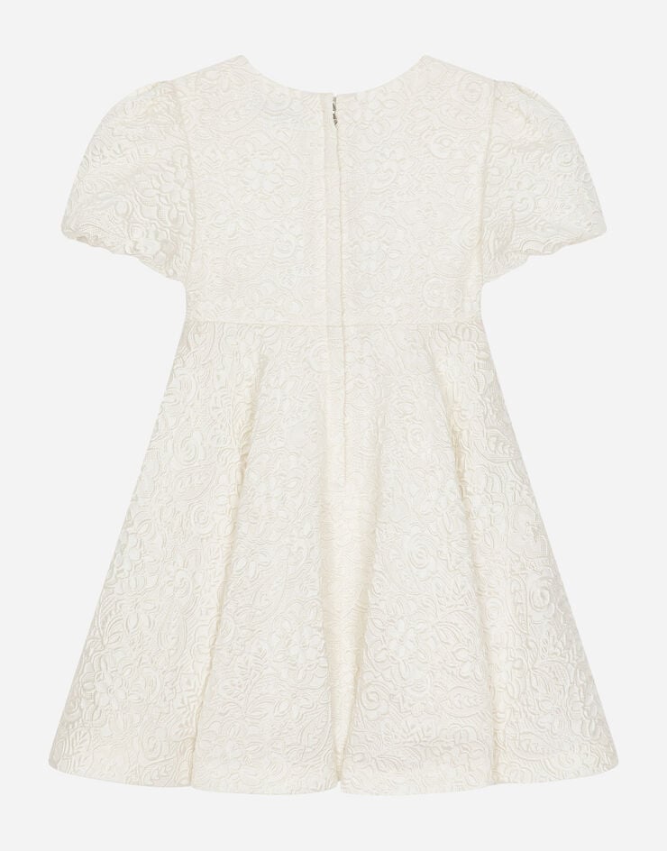 Dolce & Gabbana Vestido midi en jacquard con botones tipo joya Blanco L54D86FJMON
