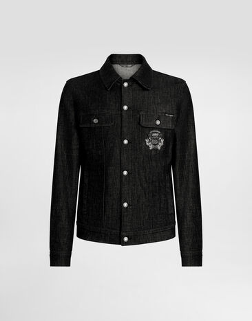 Dolce & Gabbana Cotton denim jacket with patch Multicolor G9VZ8ZG8MU9