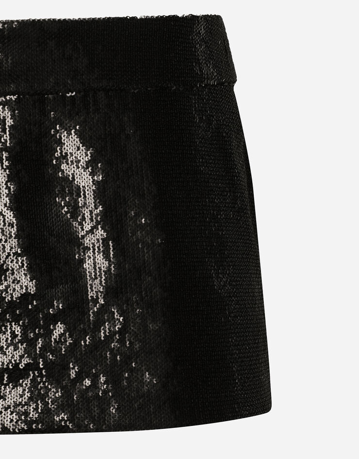 Dolce & Gabbana Miniskirt with micro-sequin embellishment Black F4CWOTFLSIM