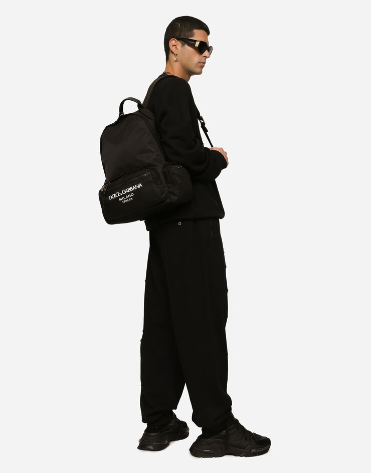Dolce & Gabbana Рюкзак из нейлона с прорезиненным логотипом черный BM2197AG182