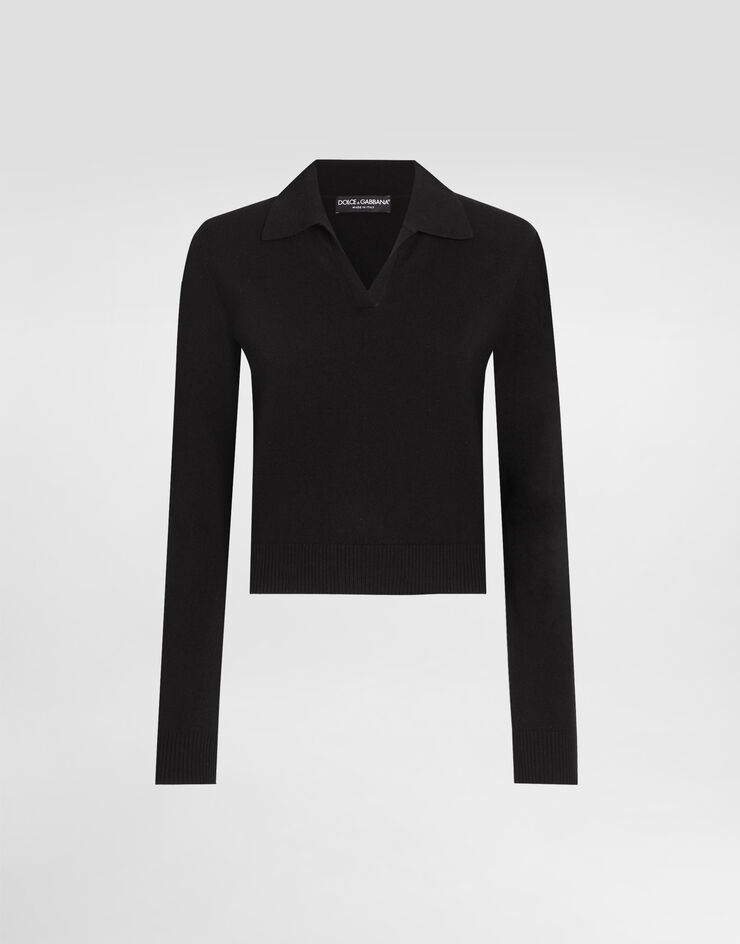 Dolce & Gabbana Cashmere polo pullover Black FXZ33ZJDVC2