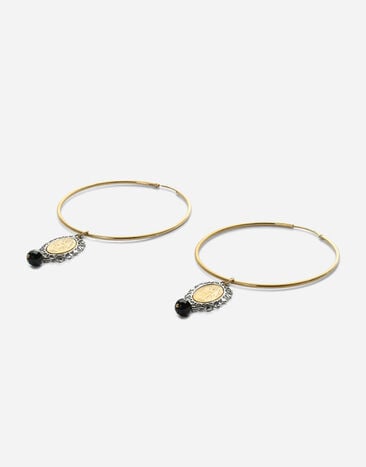 Dolce & Gabbana Ohrringe Sicily Gelb- und Weißgold 18 Karat und schwarze Jade GOLD WEDS5GWSLE1