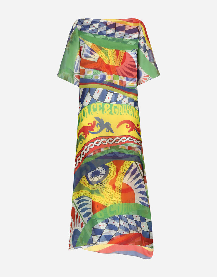 Dolce&Gabbana Carretto-print chiffon caftan Multicolor F6COYTHI1NN