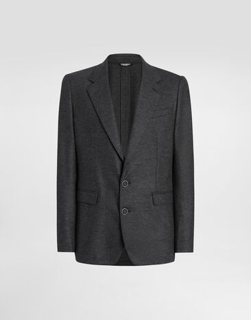 Dolce & Gabbana Single-breasted taormina wool jersey jacket Grey G2UQ3THU7VA