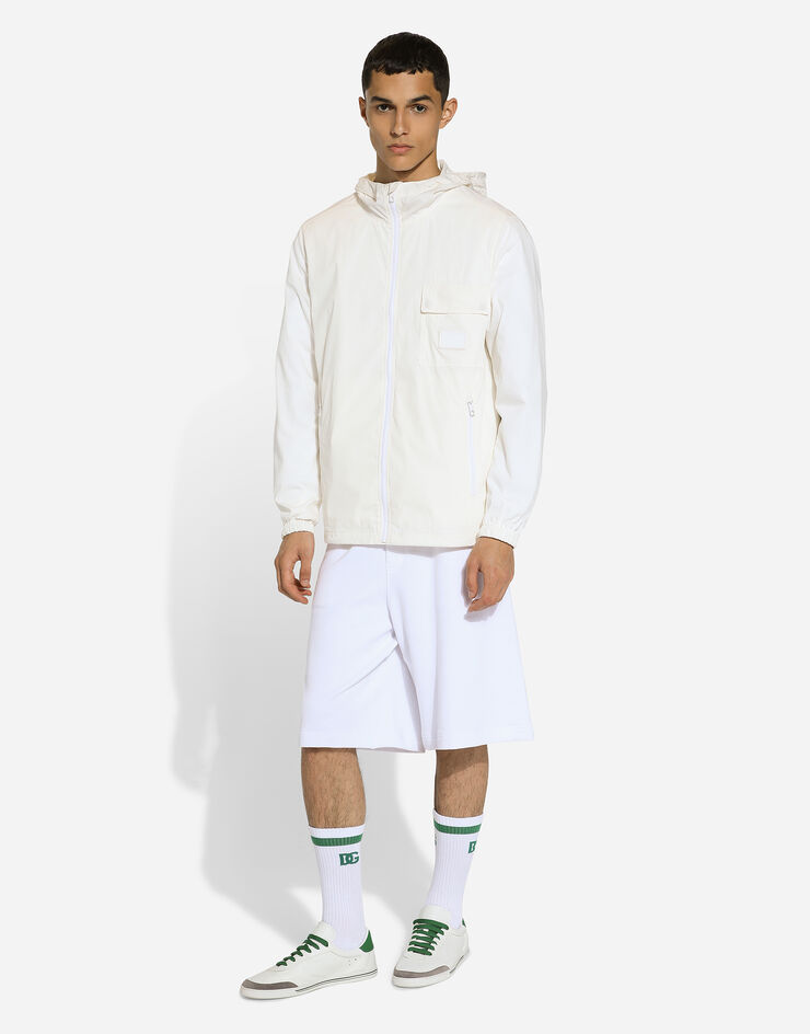 Dolce & Gabbana Sweatshirt aus Jersey mit DG-Logoplakette Weiss G9AHSTG7NTZ