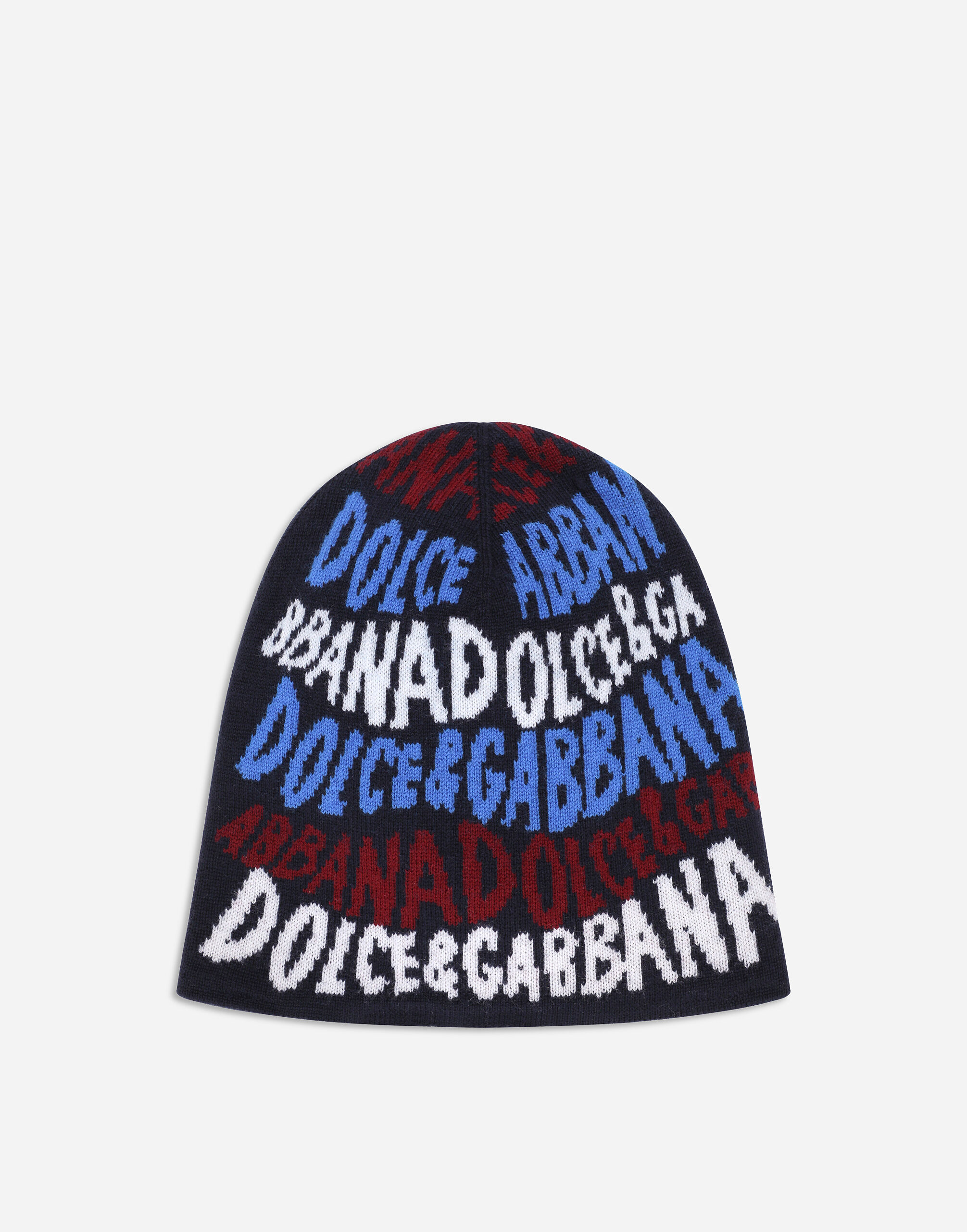 Jacquard knit hat with Dolce&Gabbana logo in Multicolor for Men