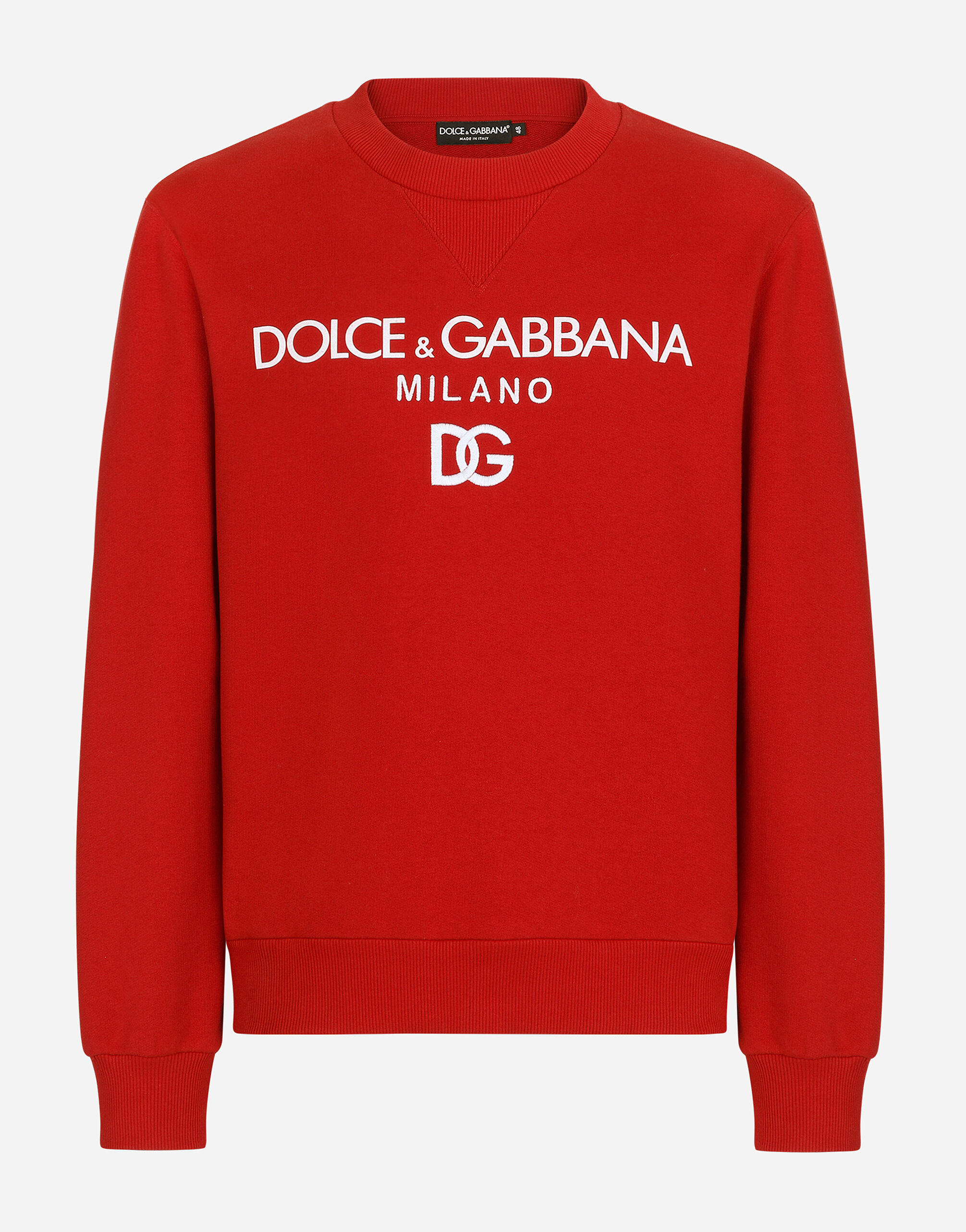 Jersey sweatshirt with DG embroidery in Red for Men Dolce Gabbana