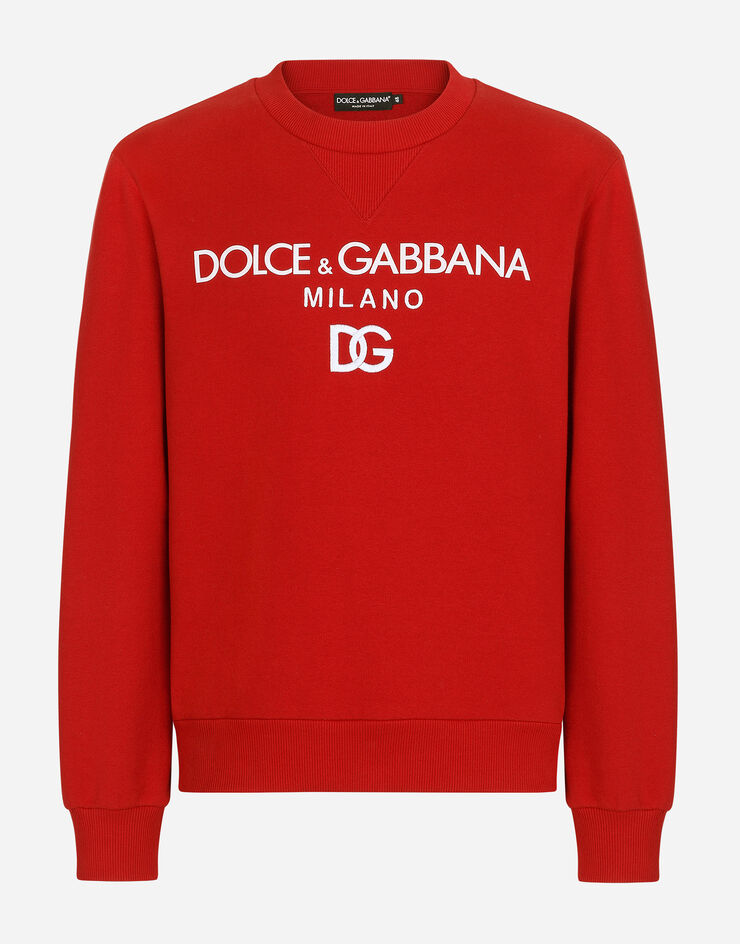 Dolce & Gabbana Jersey-Sweatshirt mit DG-Stickerei Rot G9WI3ZFU7DU