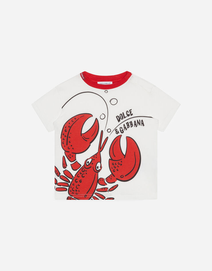 Dolce & Gabbana Jersey t-shirt with lobster print CREAM L1JT8EG7VQA