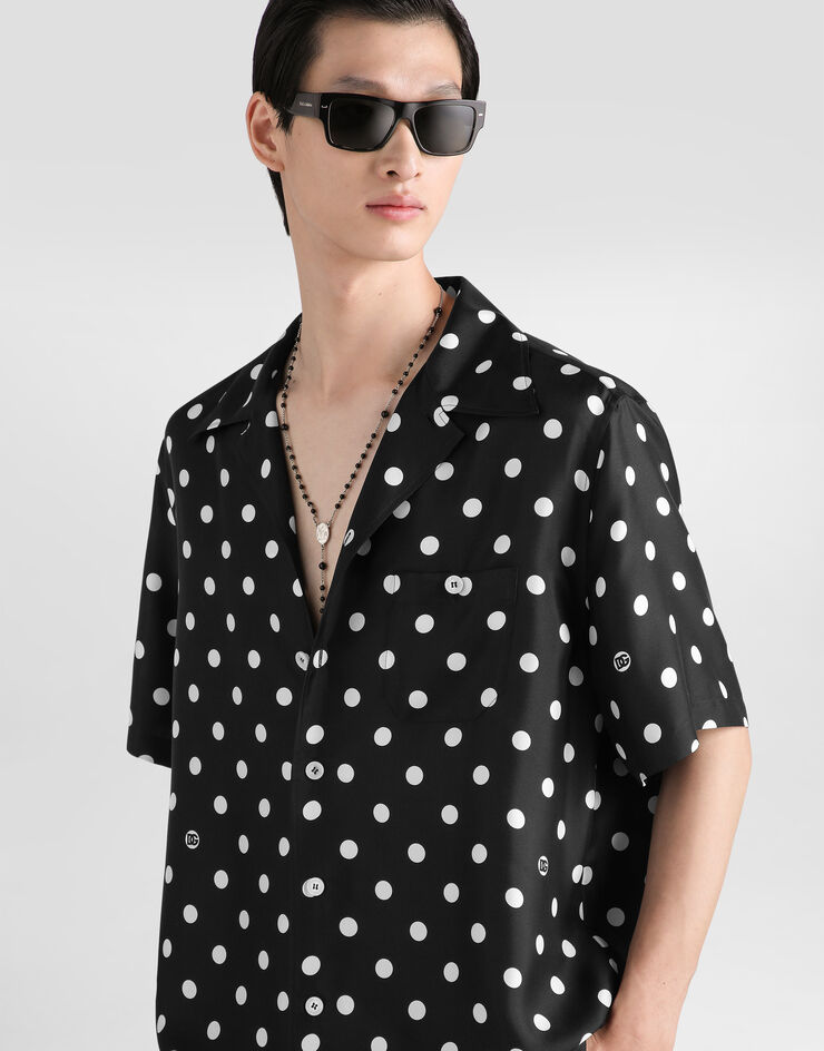 Dolce & Gabbana Camisa en twill de seda con estampado de lunares Dolce & Gabbana Camisa en twill de seda con estampado de lunares Multicolor G5JH9TIS13M