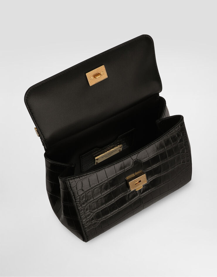 Dolce & Gabbana Medium Sicily handbag in alligator leather Black BB6003B2EM0