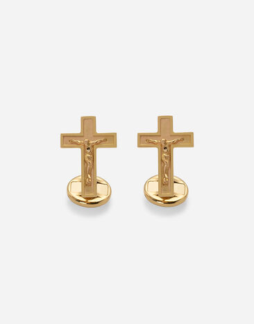 Dolce & Gabbana Sicily yellow gold cufflinks featuring a cross Gold WRLK1GWJAS1