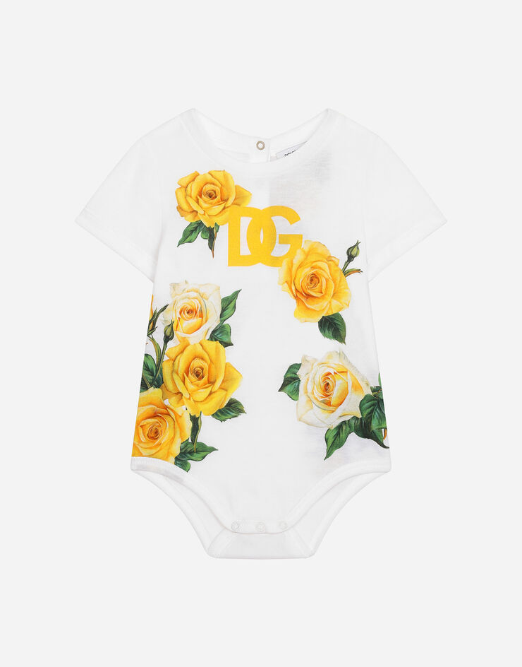 Dolce & Gabbana Barboteuse en jersey à imprimé roses jaunes Imprimé L2JOZ2G7K6Z