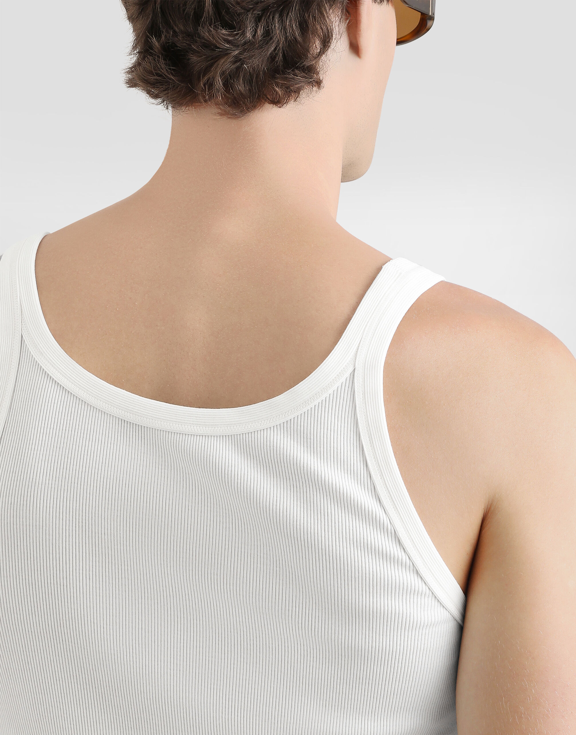 Cotton tank top with print in White for Men | Dolce&Gabbana® US