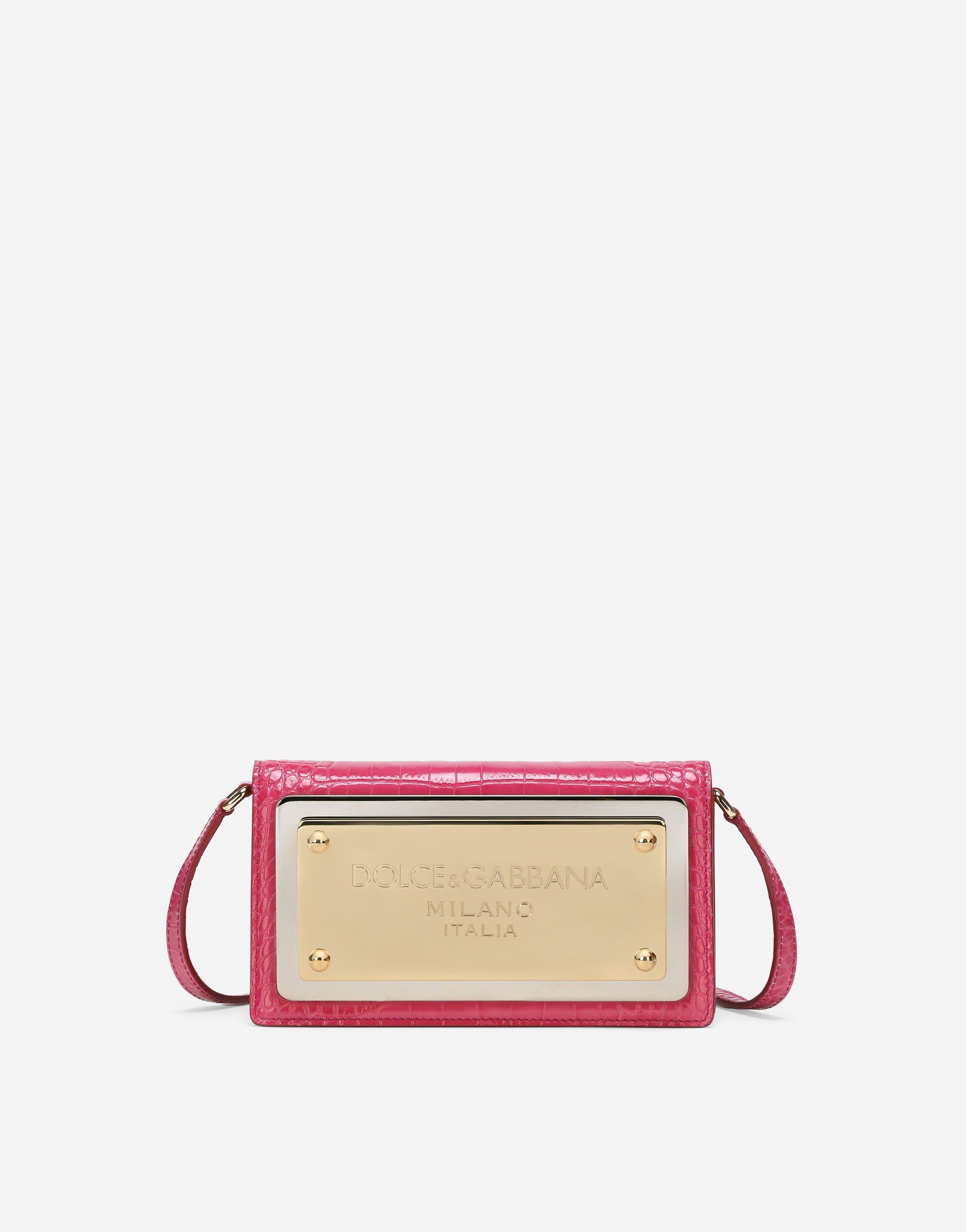Dolce & Gabbana Phone bag with branded maxi-plate Fuchsia BB7116A1037