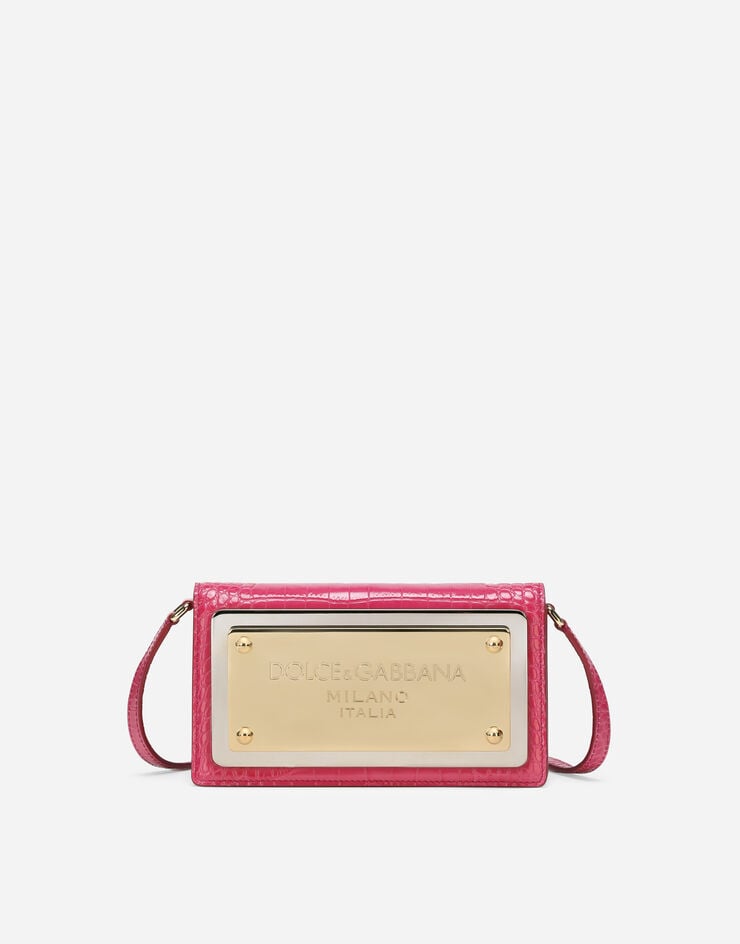 Dolce & Gabbana Phone bag with branded maxi-plate Fuchsia BI3149AC606