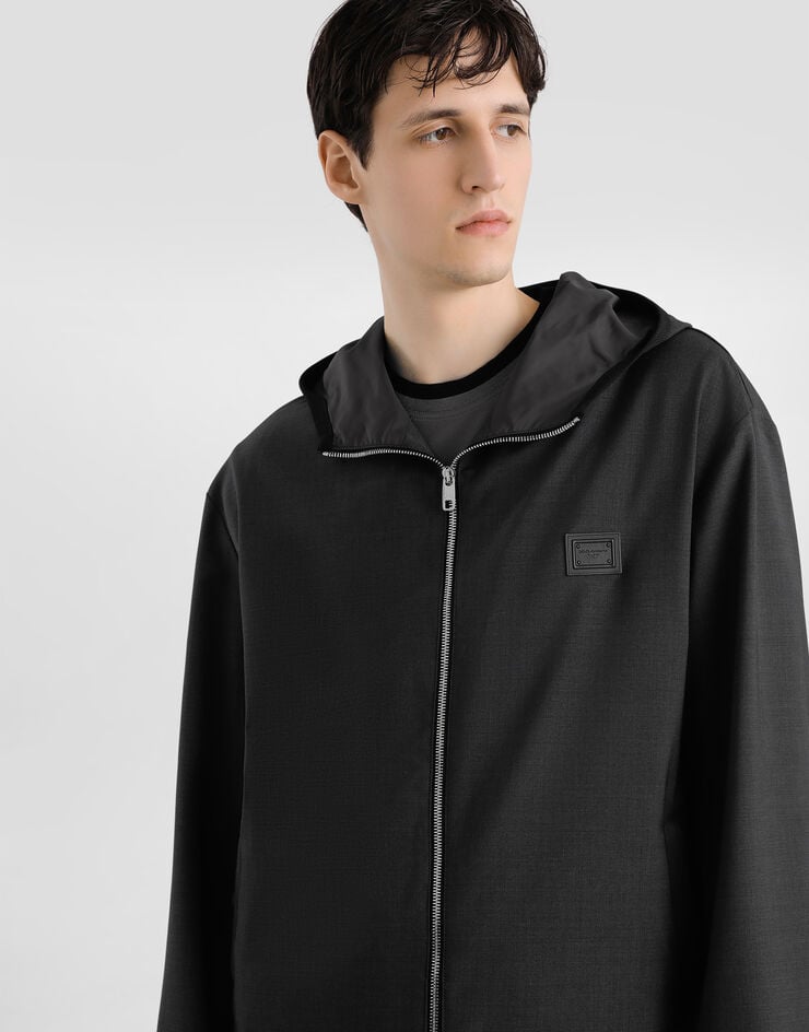 Dolce & Gabbana Wool canvas hooded jacket Grey G9BSQTFURK8