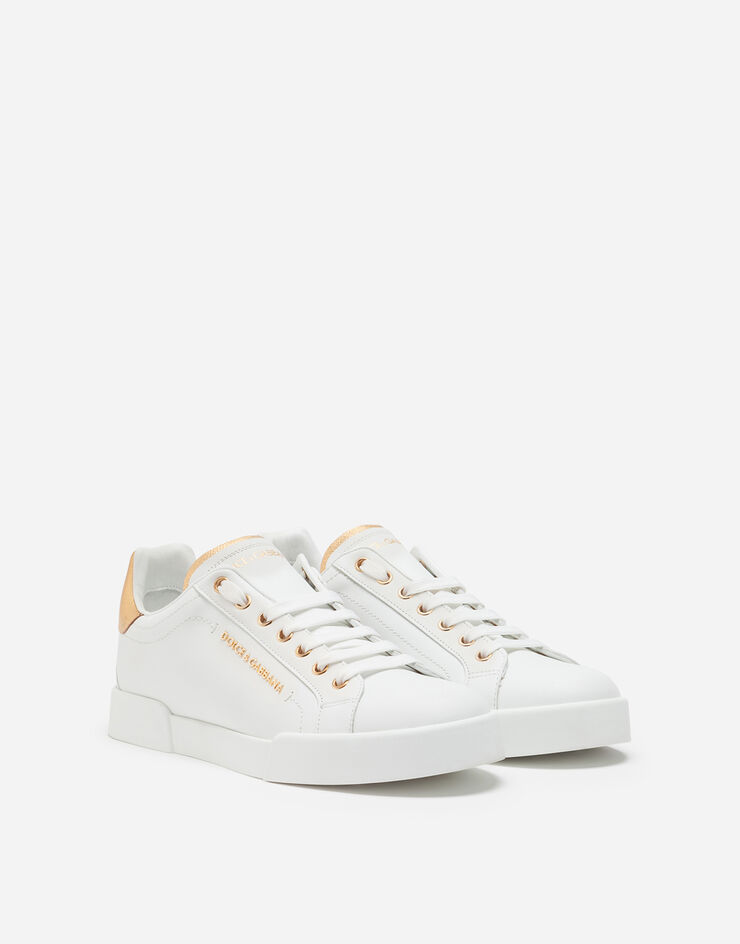Dolce & Gabbana Calfskin nappa Portofino sneakers with lettering White/Gold CK0159AN298