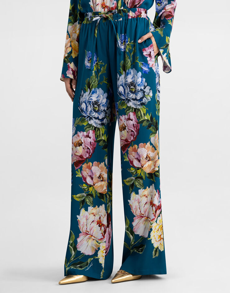 Dolce & Gabbana Peony-print silk vanity trousers Multicolor I3J50WFSA8R
