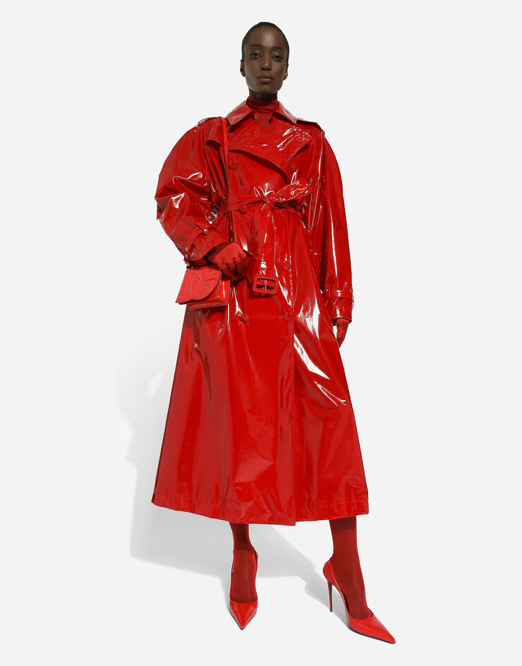 Dolce & Gabbana Trenchcoat aus Lackleder Rot F0Z66TFUSGD