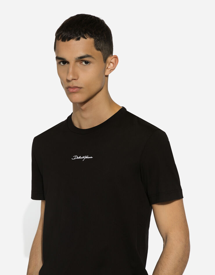 Dolce & Gabbana Cotton T-shirt with logo Black G8RN8ZG7NUB