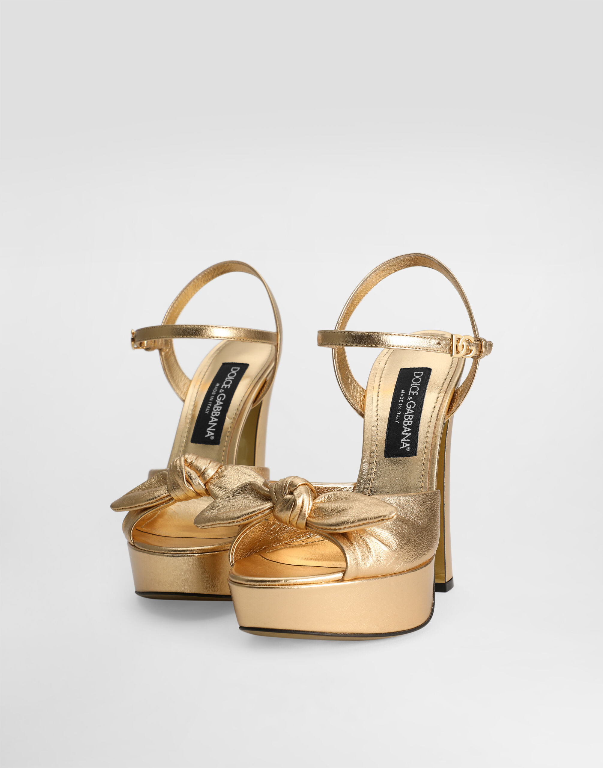 Mordoré nappa leather sandals in Gold for Women | Dolce&Gabbana® US