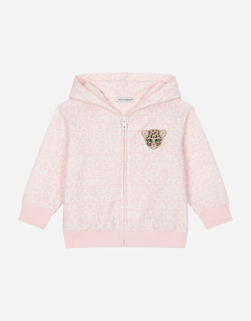 Dolce & Gabbana Jersey hoodie all-over logo print and patch White L1JTIMG7O7E